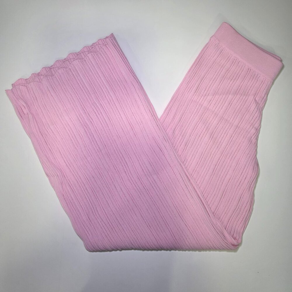 Seafolly Pink Ribbed Knit Pants Size Small Wide Leg Beach Lounge